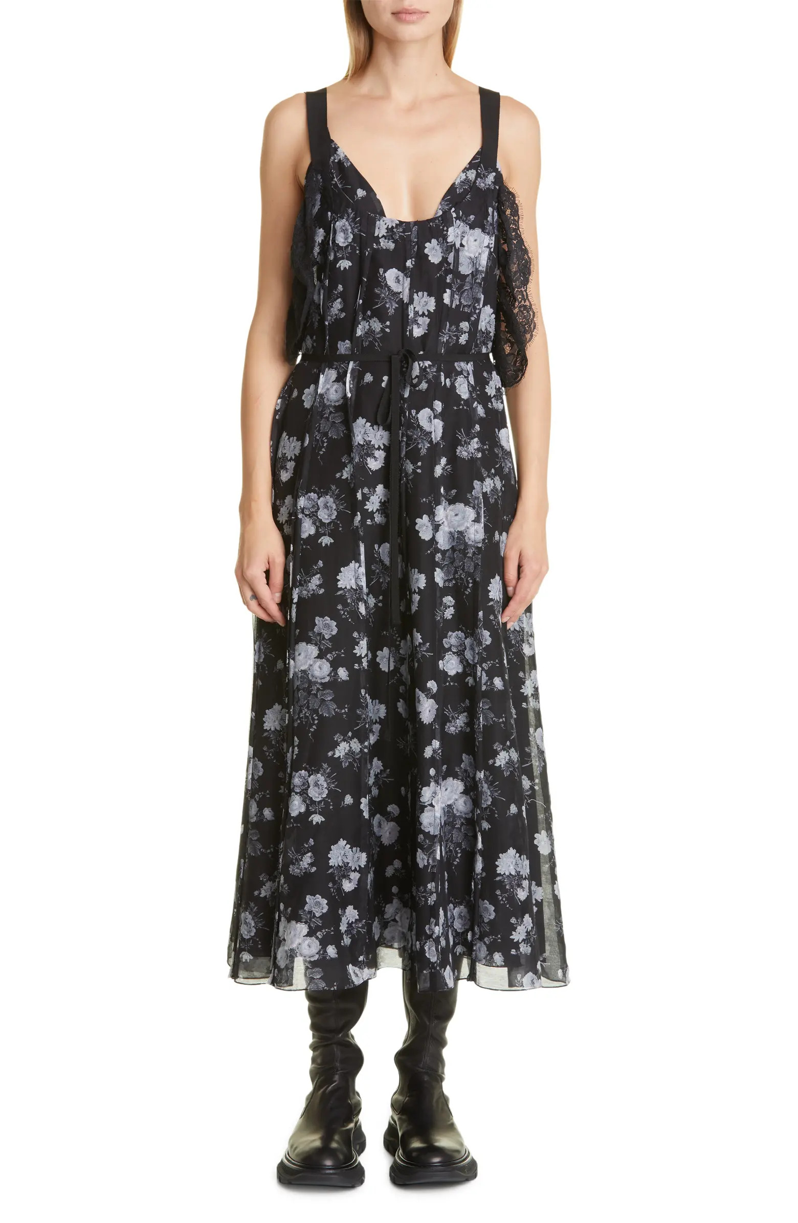 Floral Silk & Lace Dress | Nordstrom