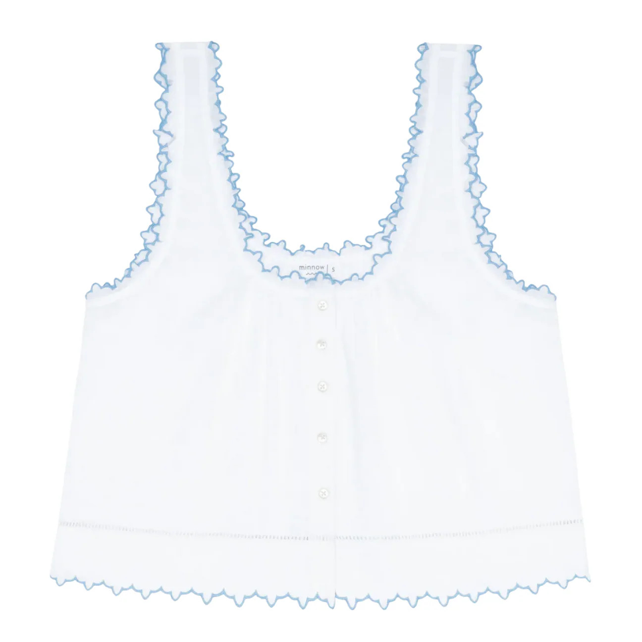 women's white scalloped button up tank | Minnow