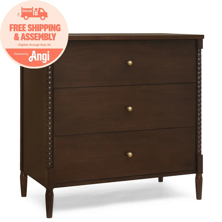 Delta Children Lily 3 Drawer Dresser with Interlocking Drawers, Walnut Espresso | Walmart (US)