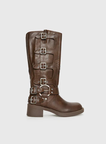 Buckle Down Boots Brown | Princess Polly US