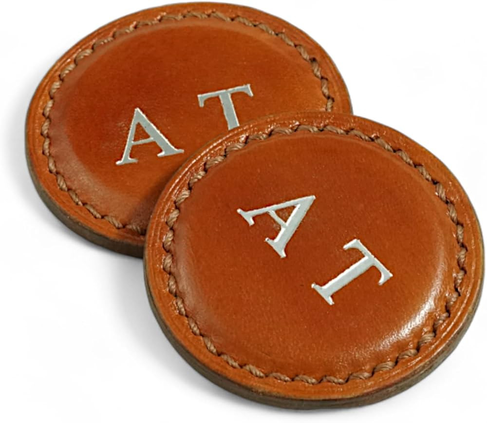 Monogrammed Custom Golf Ball Marker - Pack 2 Leather Personalized Golf Ball Markers Personalized ... | Amazon (US)