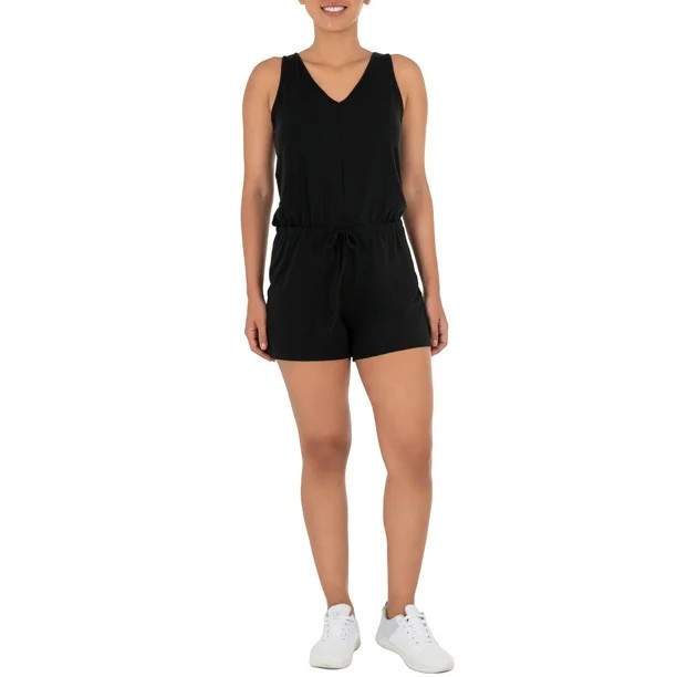 Athletic Works Women's Athleisure Double V-Neck Romper | Walmart (US)