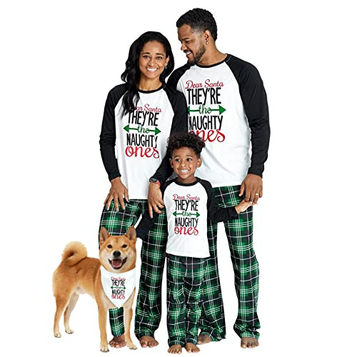 IFFEI Matching Family Pajamas Sets Christmas PJ's Letter Print Top and Plaid Bottom Sleepwear Jammies with Pockets Women: L | Amazon (US)