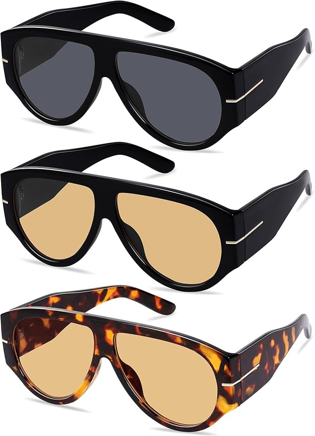 Oversized Retro Aviator Sunglasses for Women Men Trend 70s Thick Classic Vintage Style Sun Glasse... | Amazon (US)