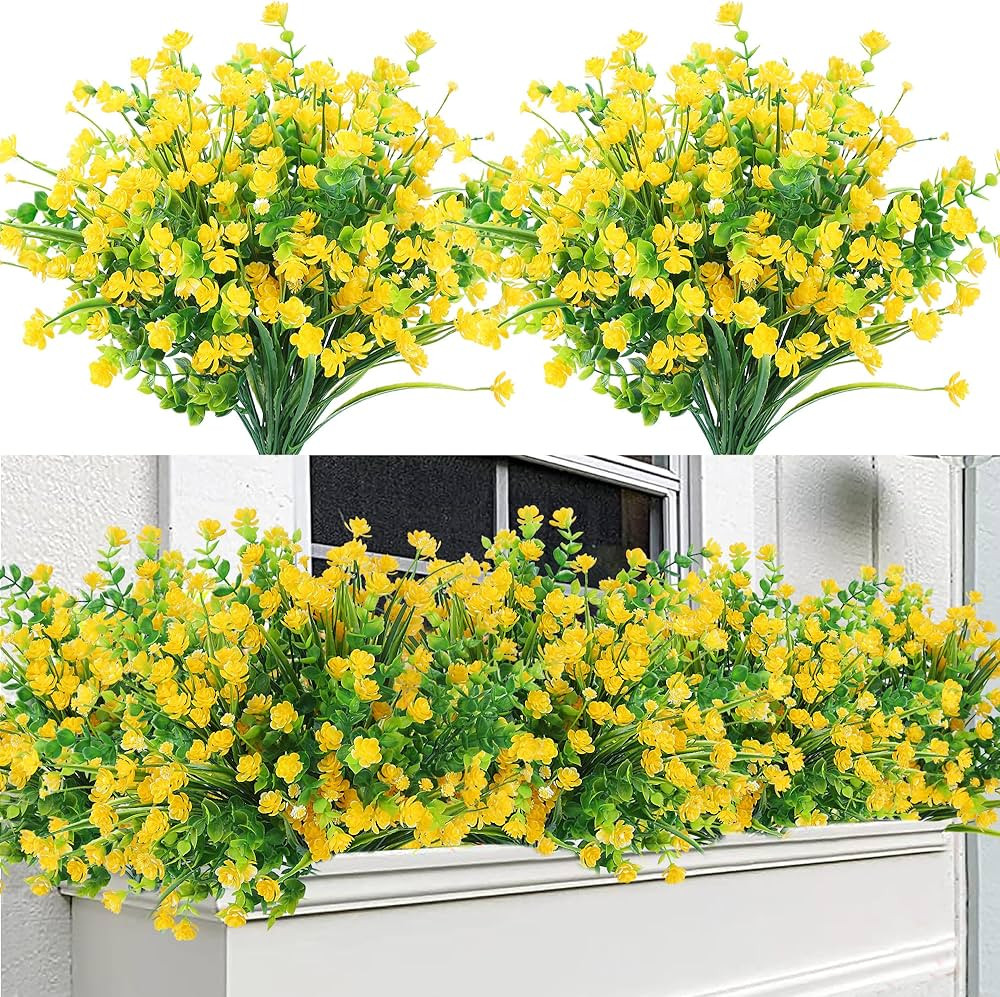 Sggvecsy Artificial Flowers for Outdoors 12 Bundles UV Resistant Boxwood Shrubs Artificial Eucaly... | Amazon (US)