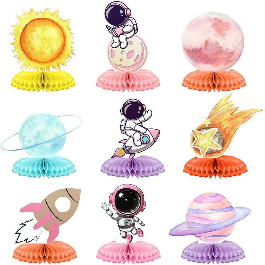 9 Pcs Outer Space Birthday Party Decorations Two The Moon Birthday Decorations Girls Space Themed... | Amazon (US)