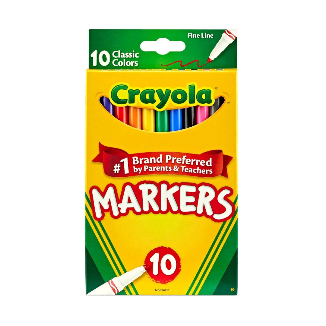 Crayola Fine Line Markers, Classic Colors, 10 Count, Back to School Supplies for Kids and Teacher... | Walmart (US)
