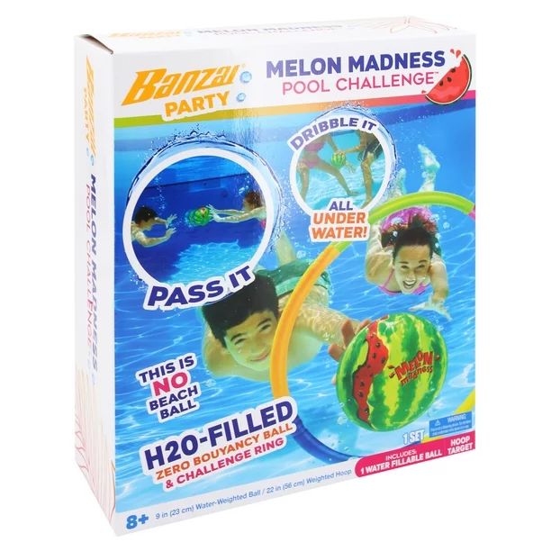 Banzai Melon Madness Inflatable Water-Filled Pool Game Ball, Ages 8 & Up, Unisex | Walmart (US)