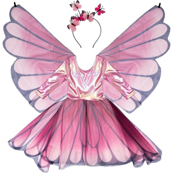 Butterfly Twirl Dress with Wings, Pink | Maisonette