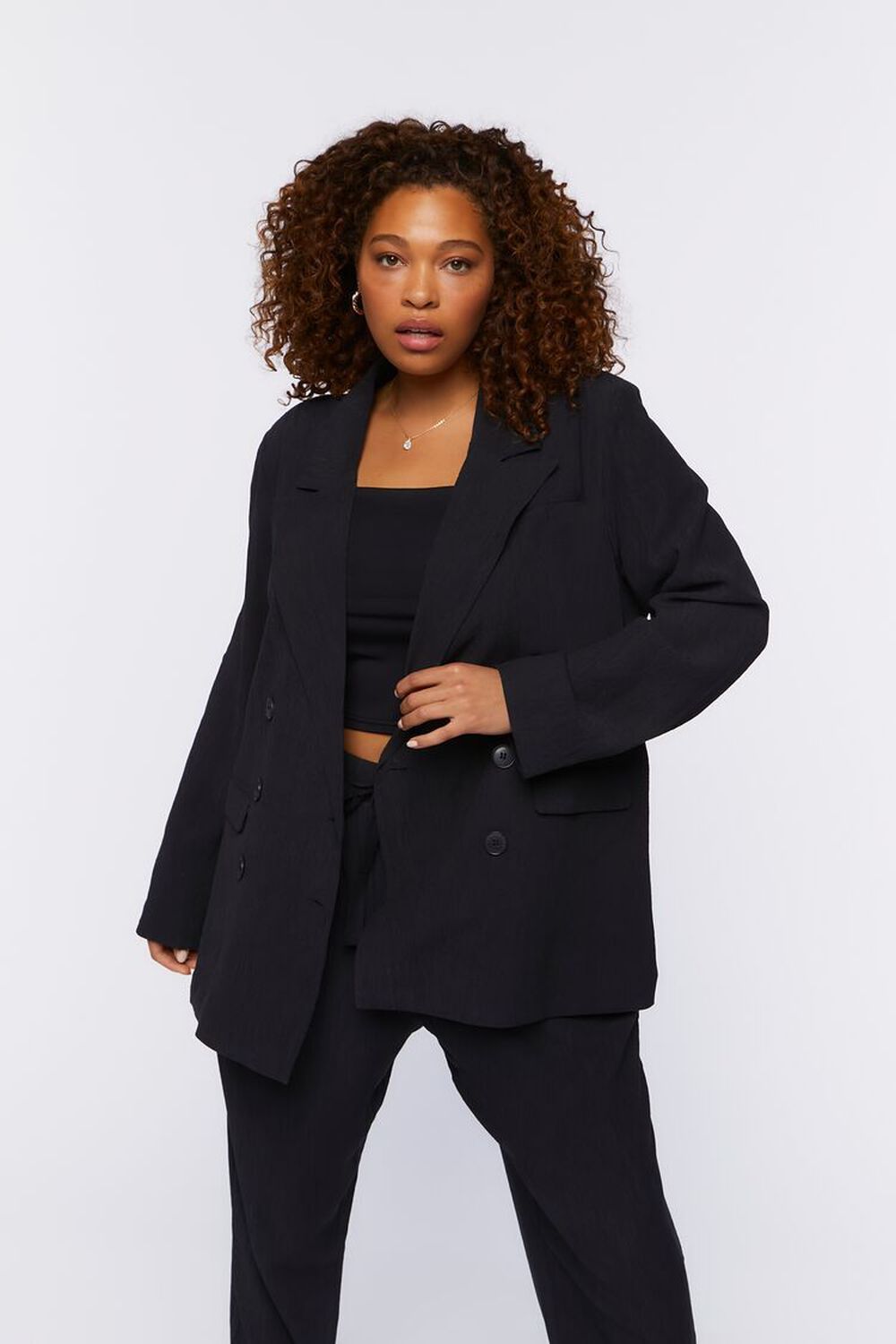 Plus Size Textured Double-Breasted Blazer | Forever 21 (US)