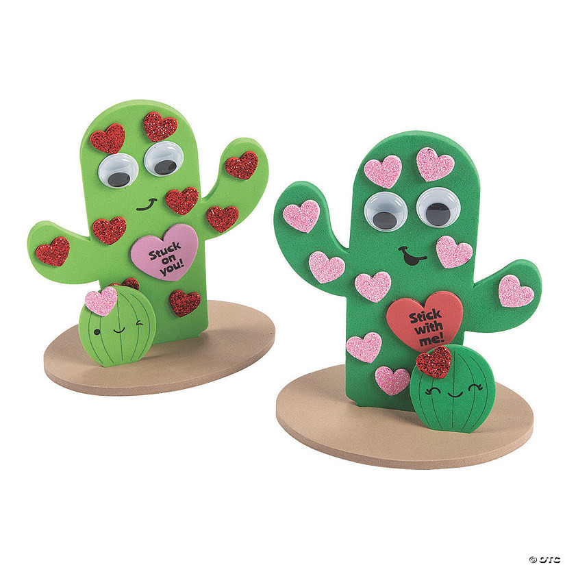 3D Valentine Cactus Craft Kit - Makes 12 | Oriental Trading Company