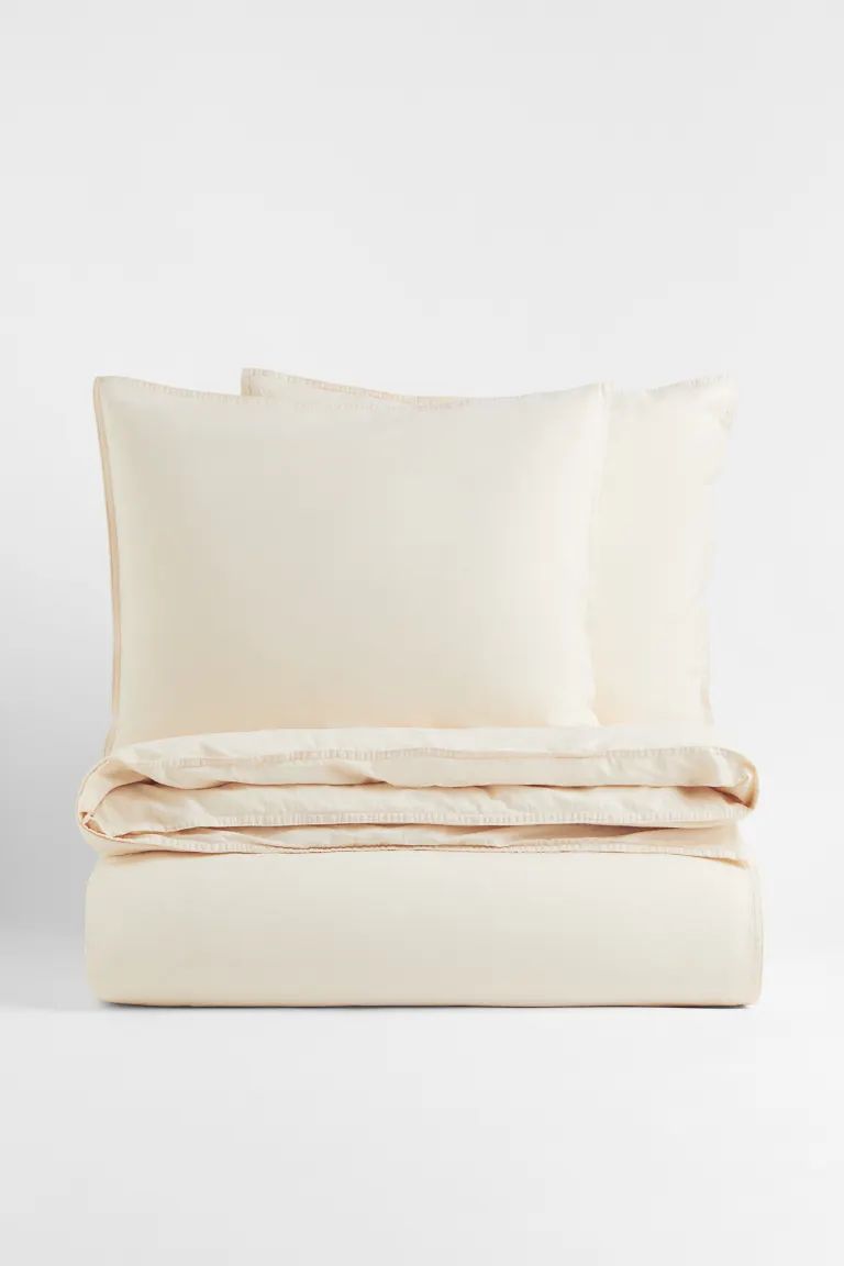 King/Queen Cotton Duvet Cover Set - White - Home All | H&M US | H&M (US + CA)