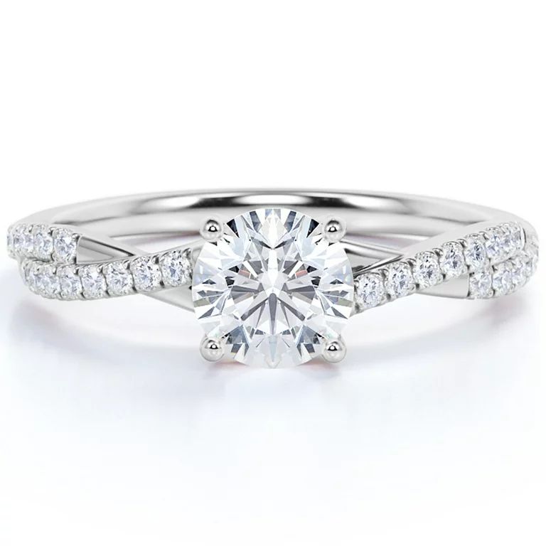 1 Carat infinity Round cut Moissanite Engagement Ring in 18k White Gold Over Silver - Walmart.com | Walmart (US)