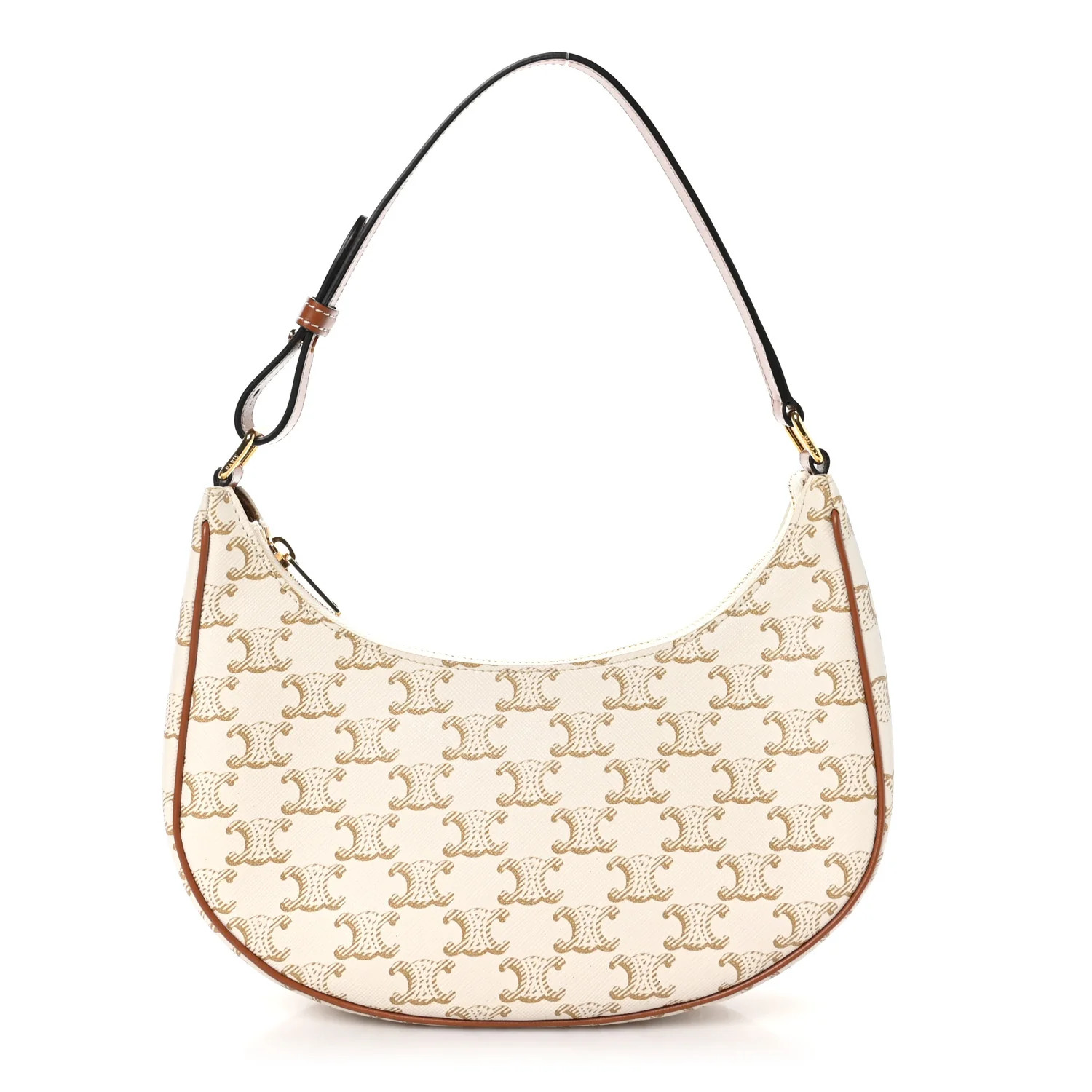 Canvas Calfskin Ava Triomphe Shoulder Bag White | FASHIONPHILE (US)