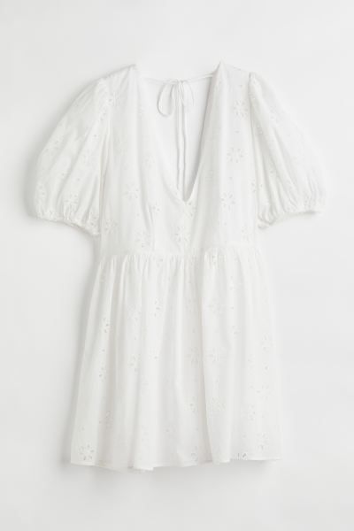 Puff-sleeved Eyelet Embroidery Dress | H&M (US + CA)