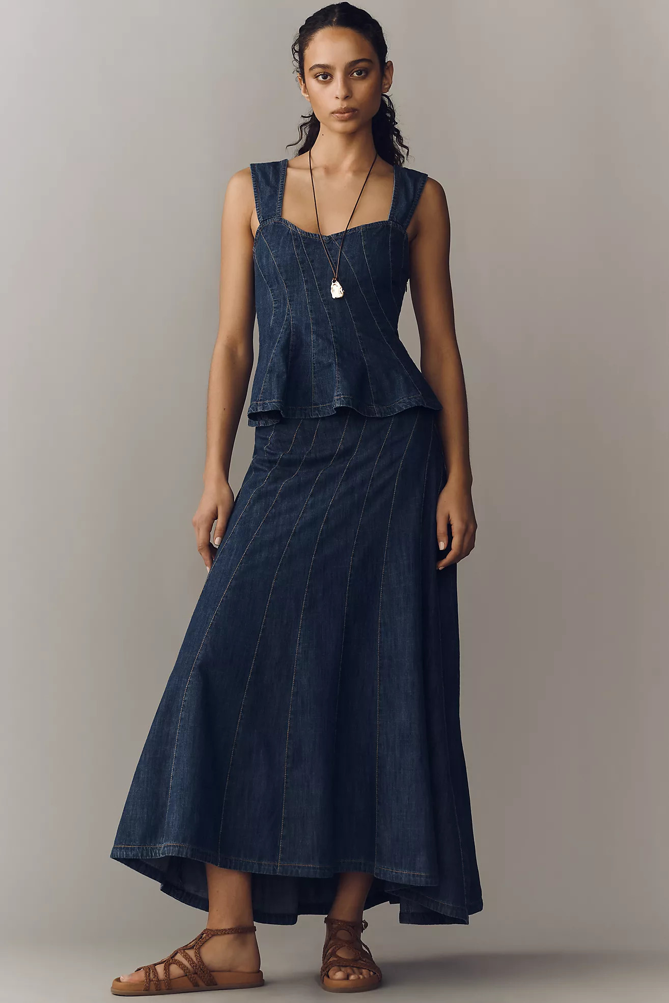 By Anthropologie Sleeveless Denim Peplum Top | Anthropologie (US)