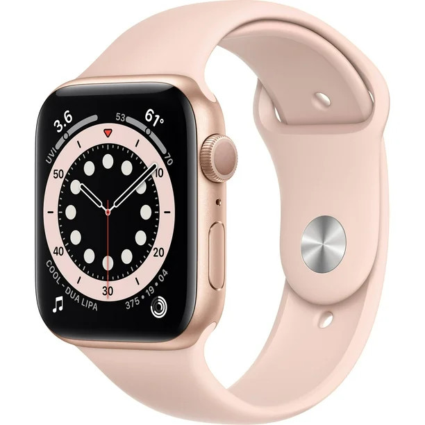 Apple Watch Series 6 (GPS, 44mm) - Gold Aluminum Case with Pink Sand Sport Band | Walmart (US)