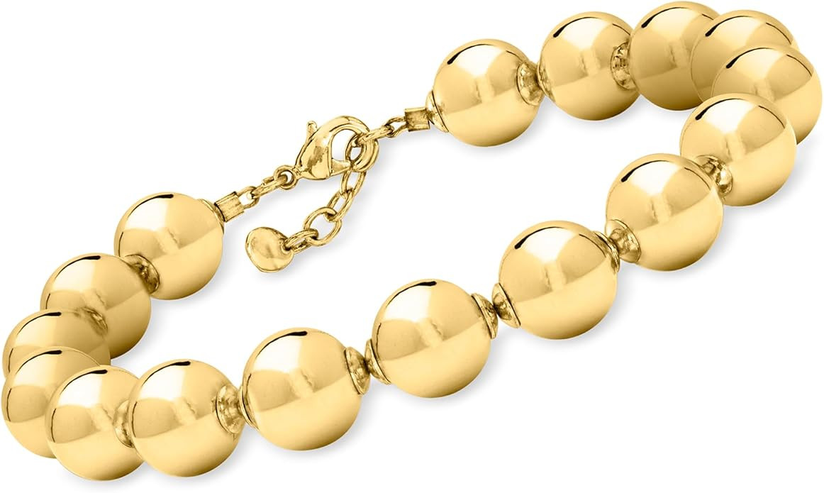 Ross-Simons 10mm 14kt Yellow Gold-Plated Bead Bracelet. 7 inches | Amazon (US)