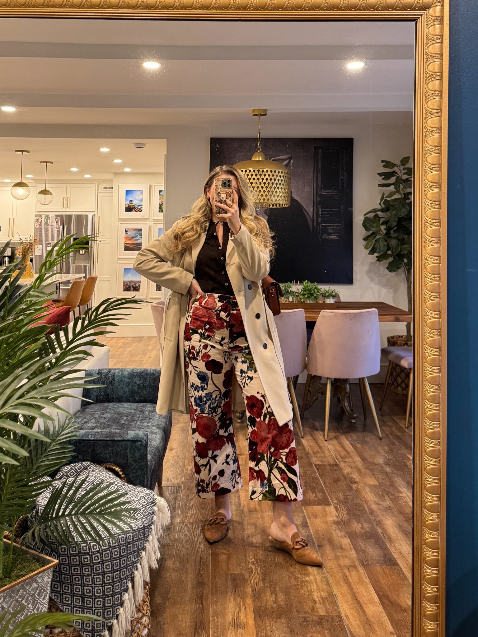 In love with these floral corduroy pants! True to size but lots of stretch! This ribbed cardigan is so well fitting & luxe! Fall outfit, Thanksgiving outfit 

 #LTKootd #LTKSeasonal #LTKMidsize