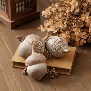 Etched Acorn Harvest Fall Decoration - 4.25" - Set of 6 | Christmas Central