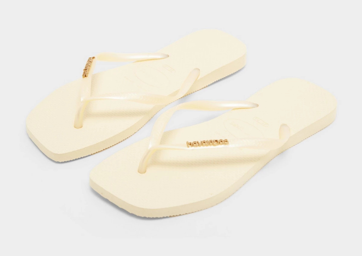 Havaianas Slim Square Logo Metallic Flip Flops Women's | JD Sports (UK)