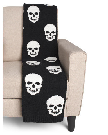 50x70 Feather Knit Skulls Throw | TJ Maxx