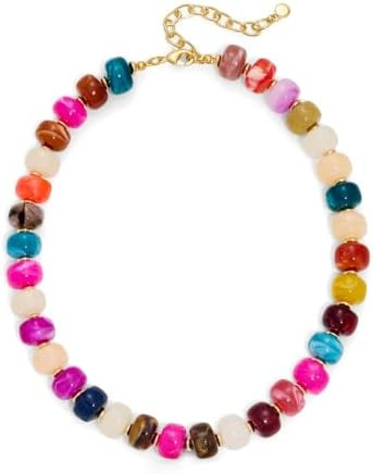 Beaded necklace for Women Boho Bead Gemstone Chunky Necklace Big Bead Necklace Fashion Trendy Sum... | Amazon (US)