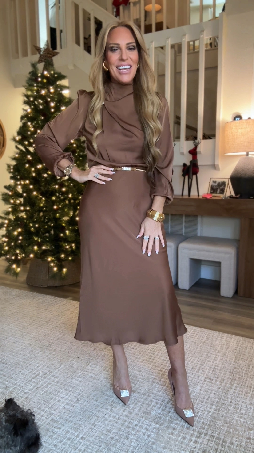 This satin dress is the definition of classy and timeless. The fit is beautiful, the fabric drapes so elegantly, and it’s truly one of those pieces you can wear to any occasion — weddings, dinners, events, even work when you need to dress things up. It feels elevated without trying too hard. A true wardrobe essential, and it comes in so many gorgeous colors. You honestly can’t go wrong with any of them.

#LTKMidsize #LTKWorkwear #LTKOver40