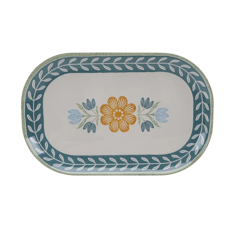 Better Homes and Gardens Bamboo Melamine Floral Serve Tray | Walmart (US)
