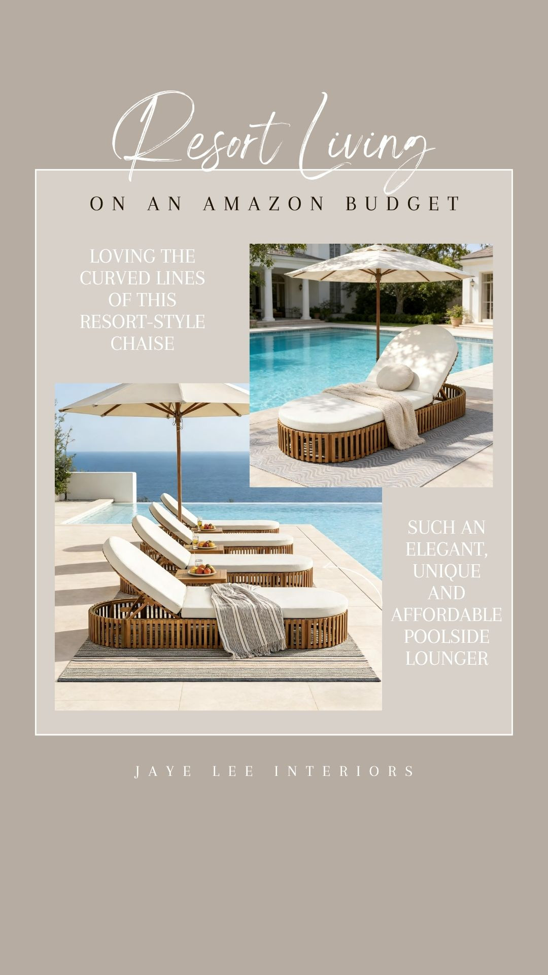 I bet Mom would like a set of these for Mother's Day! Loved this unique design for the classic poolside chaise lounge. The curved, softened edges definitely add to the Zen spa vibes and give it a very high-end resort aesthetic. 
chaise lounge, outdoor lounge chair, outdoor living, outdoor seating, backyard makeover, backyard swimming pool, resort style, staycation, mother's day gift ideas, gifts for mom #jleeinteriors 

 #LTKMothersDay #LTKHome #LTKSwim
