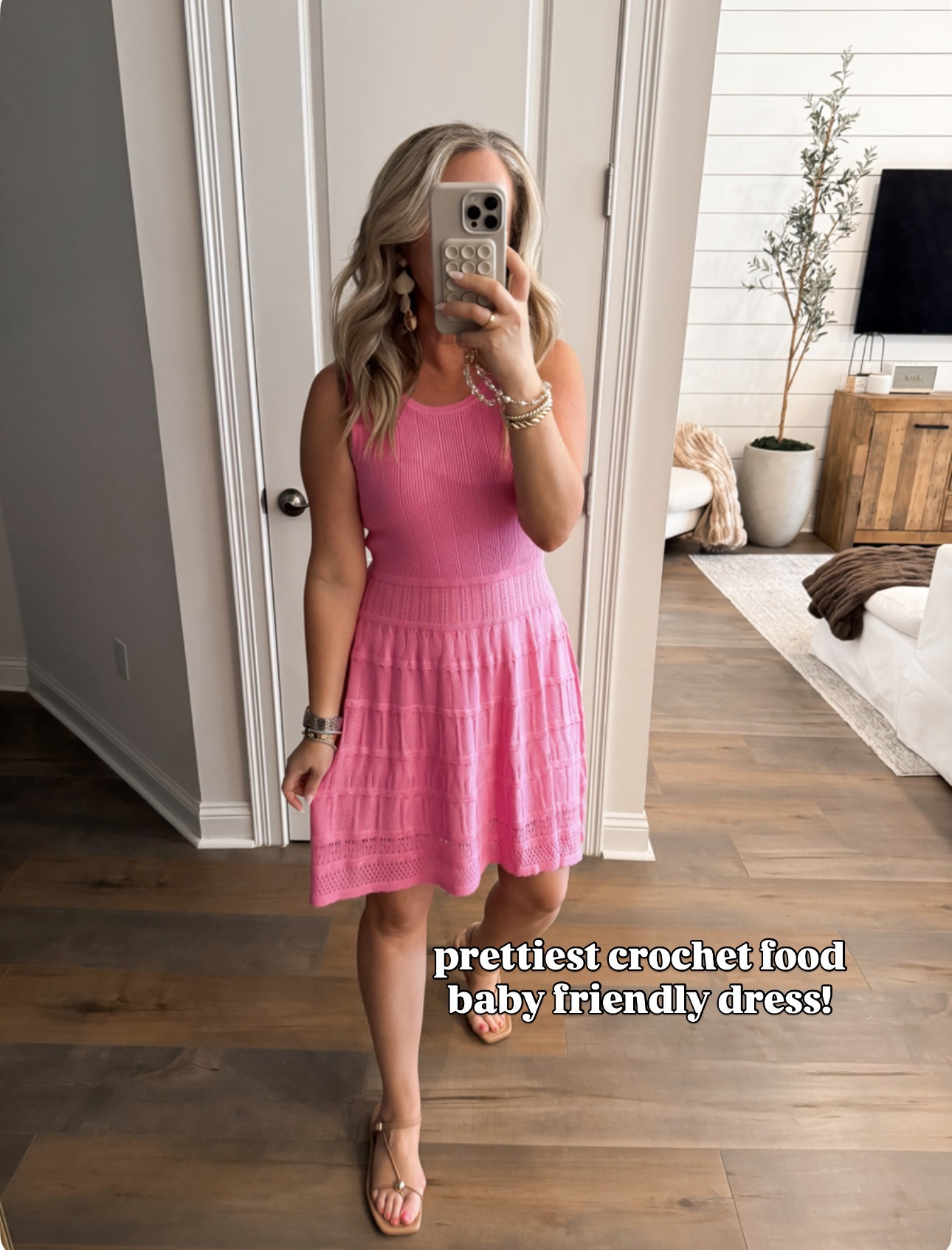 Vacation outfit inspo 💕 Knitted crochet mini dress. Wearing a size S.

Spring and summer style, food baby friendly, flattering, comfy dress, vacation ready, warm weather, spring break, affordable Amazon fashion. 

 #LTKootd #LTKPetite #LTKTravel