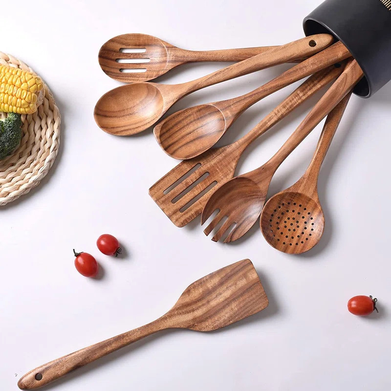 AIRPJ 7 - Piece Wood Cooking Spoon Set & Reviews | Wayfair | Wayfair North America