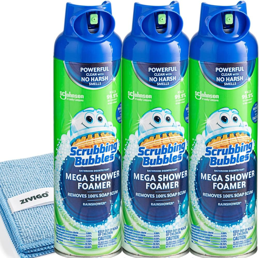 Scrubbing Bubbles Mega Shower Foamer With Ultra Cling Bathroom Cleaner 20 Ounce (Pack of 3) BONUS... | Amazon (US)