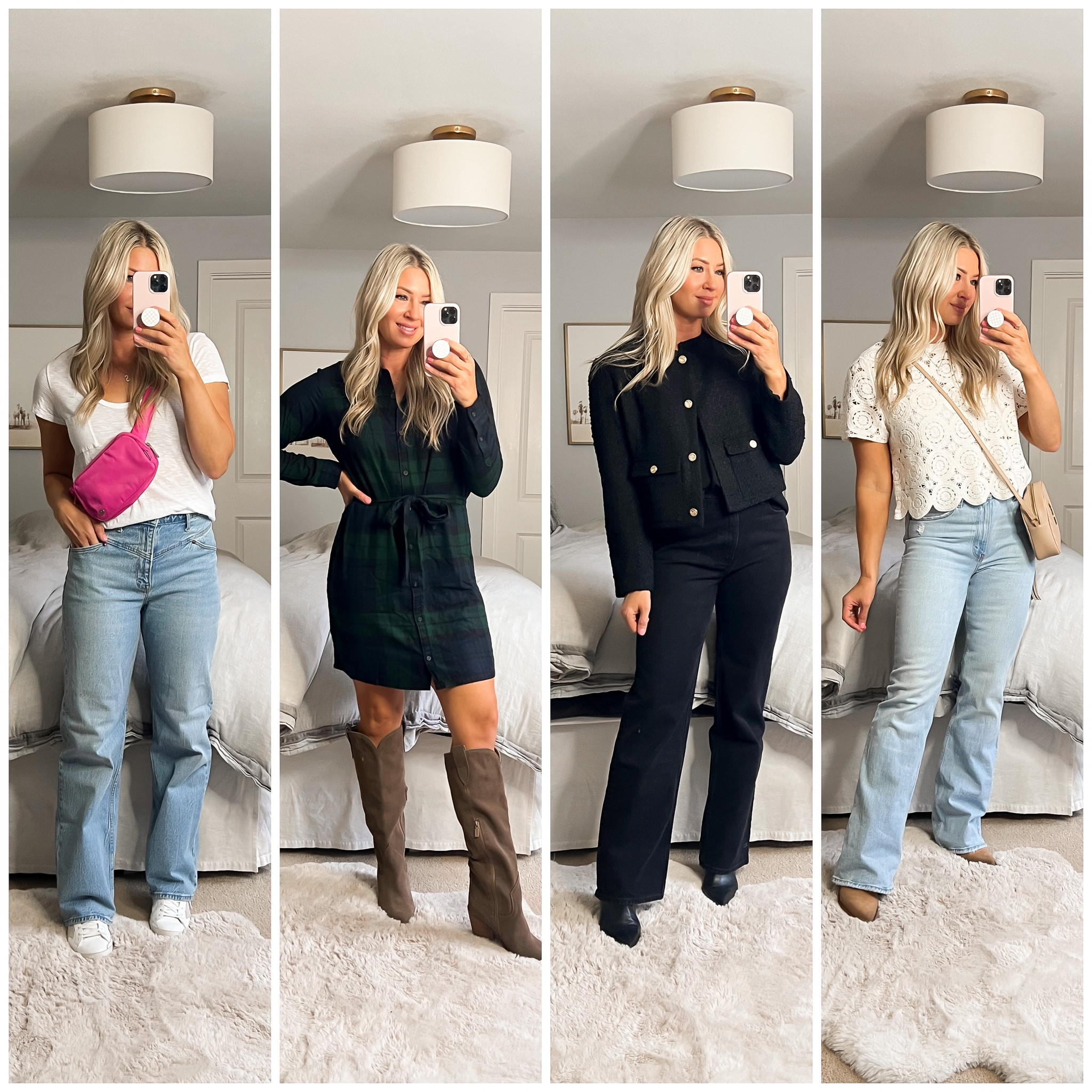 Abercrombie sale for the LTK sale 
Straight leg denim 
Crochet top 
Tweed jacket 
Shirt dress 
Western style boots 
Concert outfit 
Fall outfit 

#LTKstyletip #LTKfindsunder50 #LTKSale