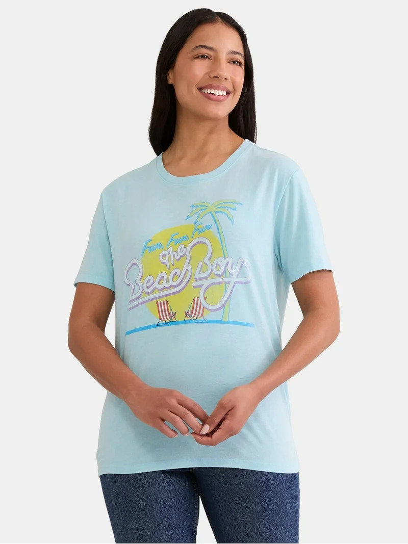 Time and Tru Women's Beach Boys Graphic Tee, Sizes XS-XXXL | Walmart (US)