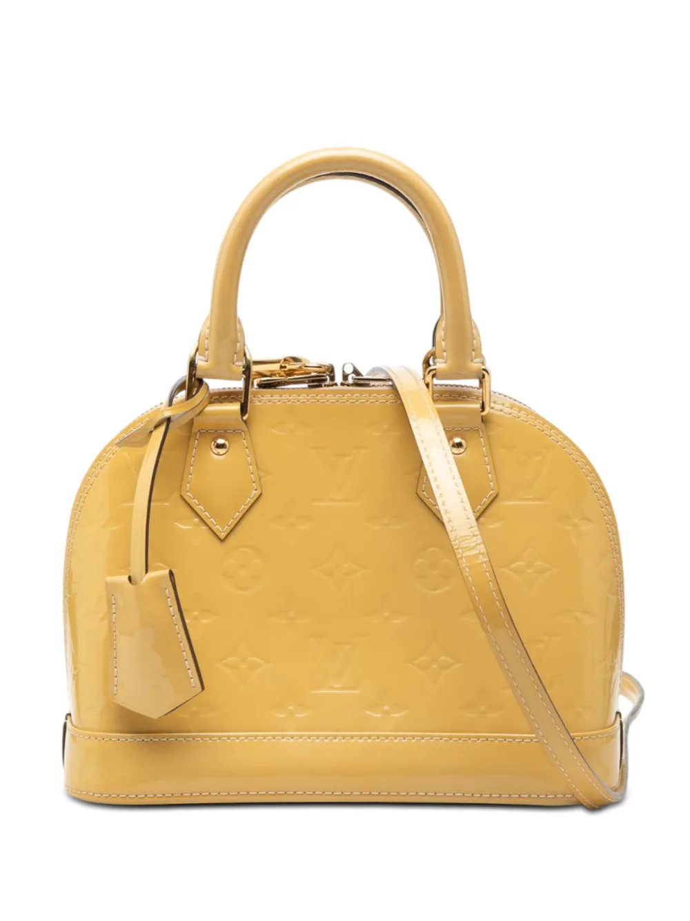 Louis Vuitton Pre-Owned 2015 Monogram Vernis Alma BB Satchel | Yellow | FARFETCH | Farfetch Global
