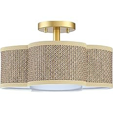 4 Light Mid Century Modern Ceiling Light Semi-Flush Mount Fixture Gold Finish 14" Brown Mack Pape... | Amazon (US)