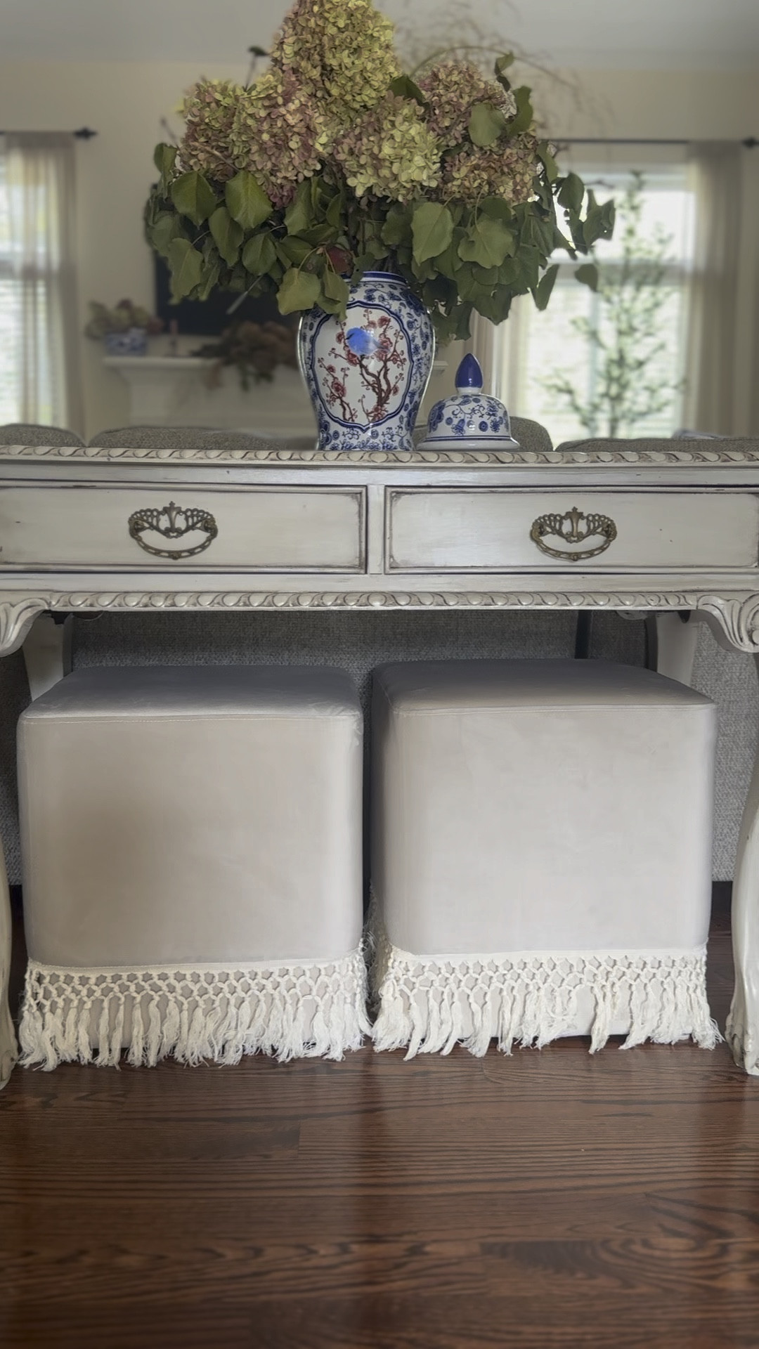 Square ottomans to elevate any space in your home! 

Console table styling 
Console table decor 
Seating 


#LTKStyleTip #LTKHome #LTKFindsUnder100