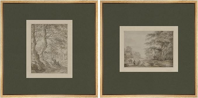 SIGNFORD Framed Canvas Print Wall Art Vintage Woodland Landscape Sketch Antique-Style Illustratio... | Amazon (US)