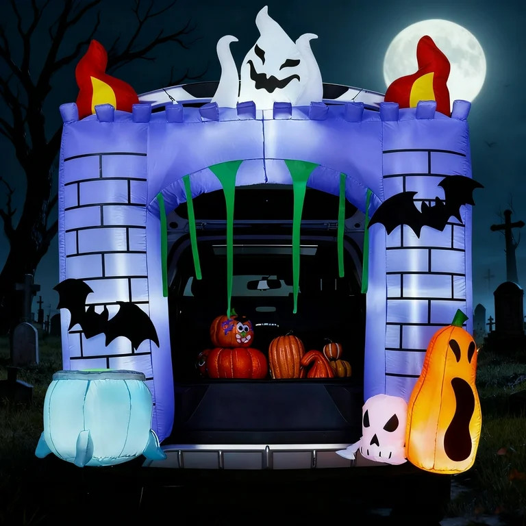 Joyfy 6 FT Halloween Inflatable Haunted Castle Decoration,Trunk or Treat Car Decorations Kit Ghos... | Walmart (US)