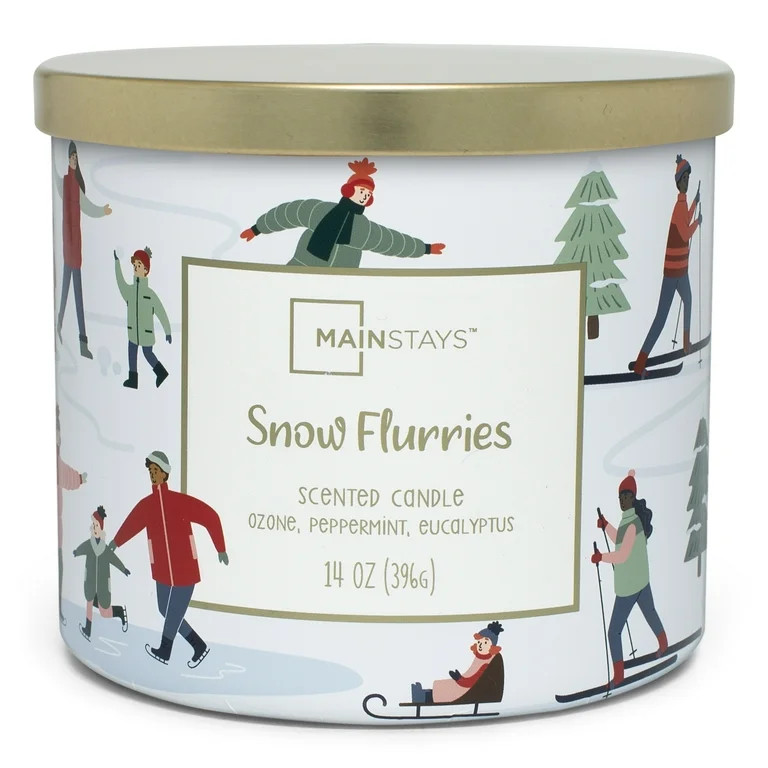 Mainstays 14oz 3-Wick Jar Candle, Snow Flurries | Walmart (US)