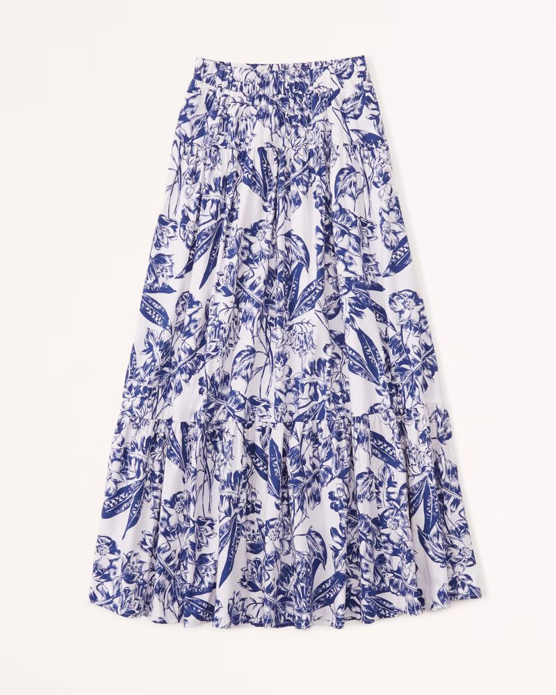 Poplin Tiered Maxi Skirt | Abercrombie & Fitch (US)