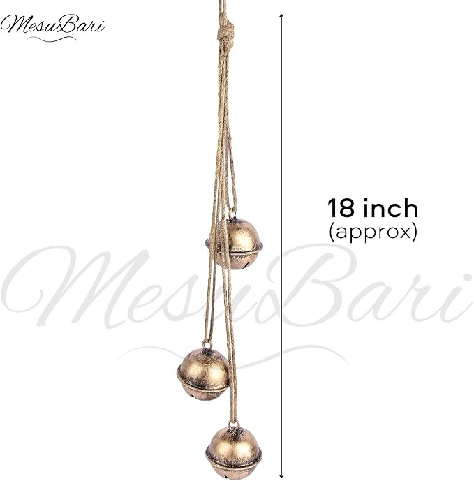 Decorative Metal Hanging Bells | Tibetan Inspired Rustic Wind Chime with Jute Rope | Antique Bron... | Amazon (US)