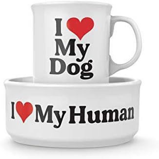 Genuine Fred Howligans - Mug + Dog Bowl - Love Dog, White | Amazon (US)