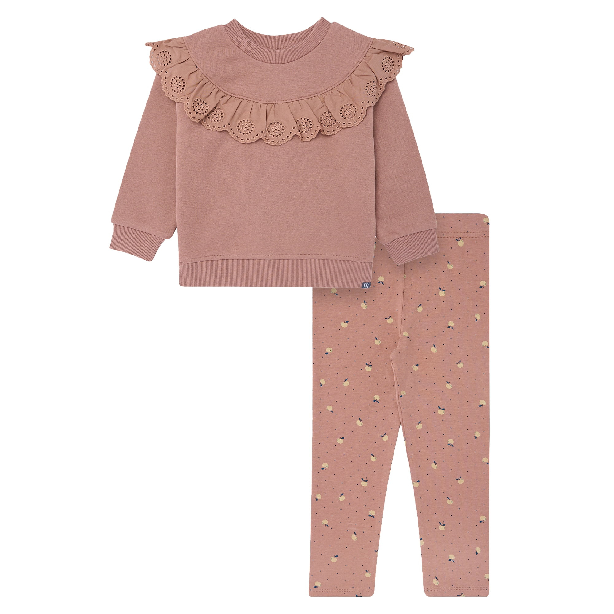 Modern Moments by Gerber Toddler Girl Eyelet Ruffle Sweatshirt Tunic and Legging Set, Sizes 12M-5... | Walmart (US)