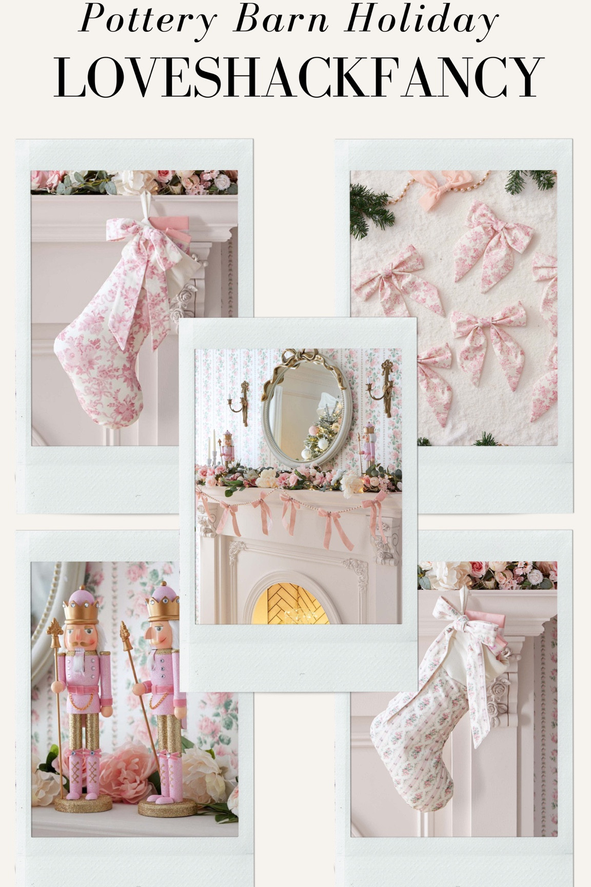 LoveShackFancy x Pottery Barn holiday decor! Christmas decor, holiday decorations, pink Christmas decor, stockings, bow garland, link nutcrackers, bow ornaments 

#LTKHome #LTKSeasonal