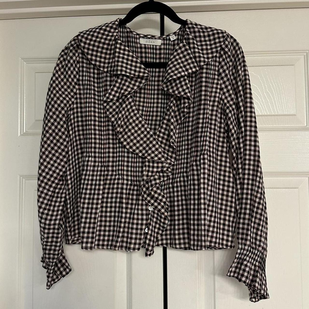 DÔEN Women's Blouse - Multi/Black - M | Depop US