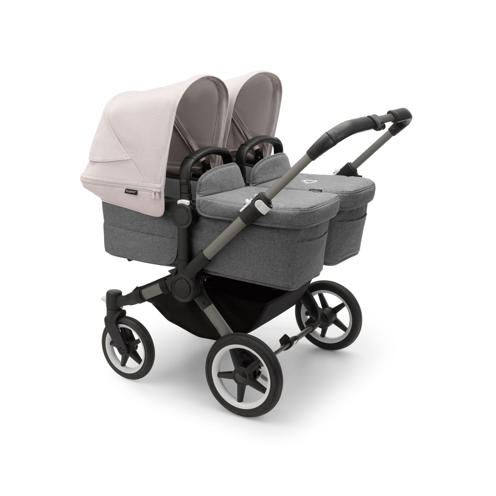 Bugaboo Donkey 5 Twin bassinet and seat stroller Misty white sun canopy, grey mélange fabrics, g... | Bugaboo (FR)