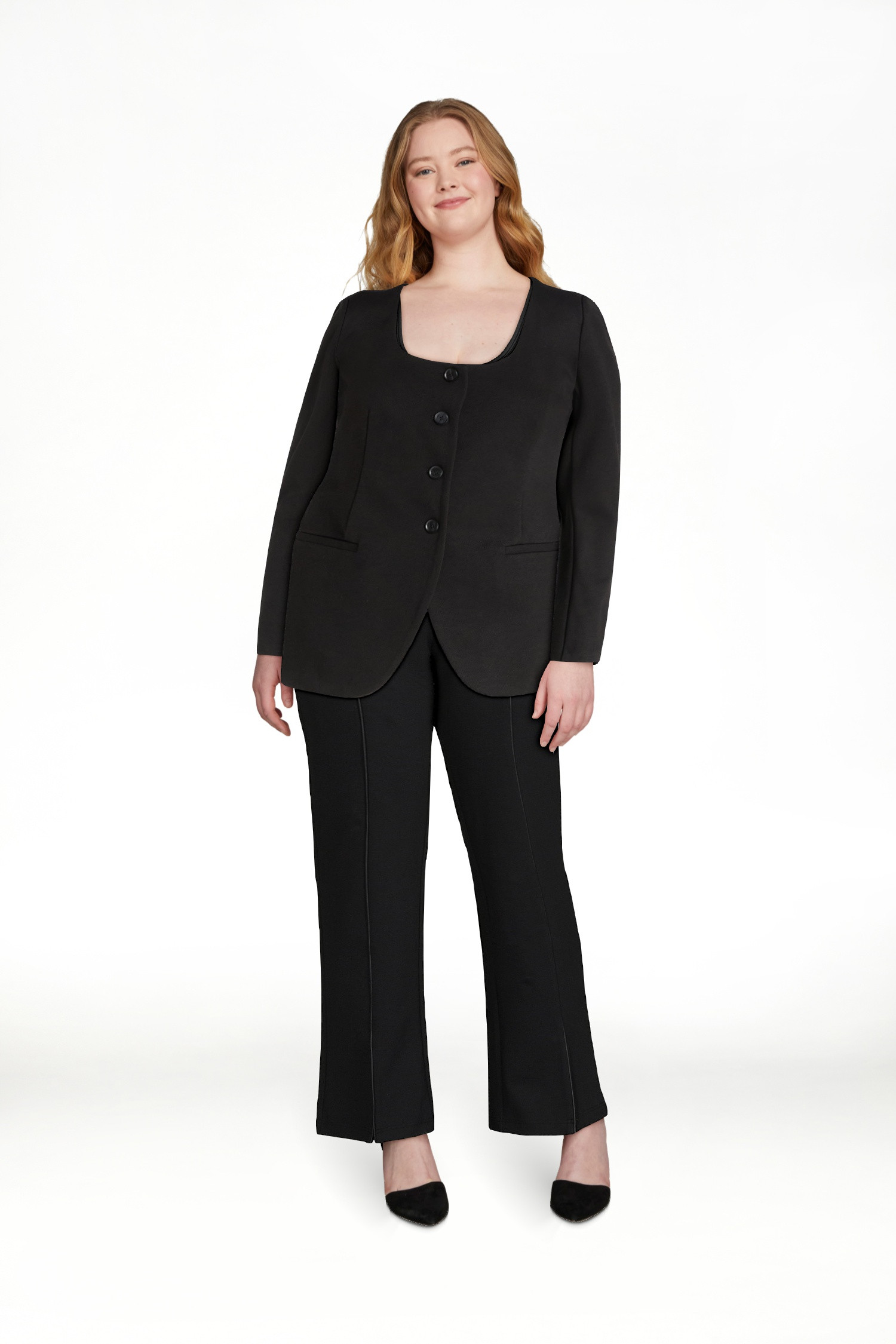 Scoop Women's and Women’s Plus Slim Fit Elongated Ponte Blazer, Sizes XS-4X | Walmart (US)
