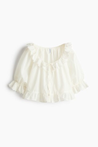 H & M - Cotton Blouse with Eyelet Embroidery - Cream | H&M (US + CA)
